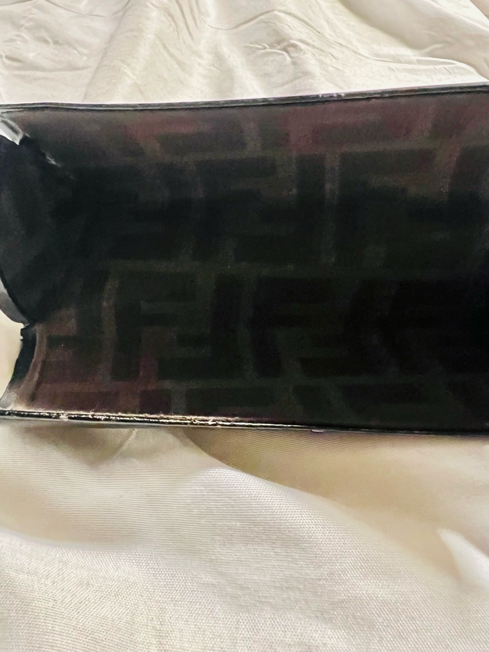 Fendi Black Embossed Logo Leather Eyeglasses Sunglasses Magnetic Hard Case